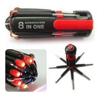8 in 1 Screwdriver with 6 Bright LED lights