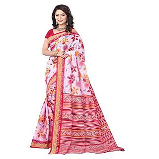 Minu Red Plain Cotton Without Blouse Saree For Women