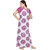 Be You Fashion Women Serena Satin Purple Lace Printed Nightgown