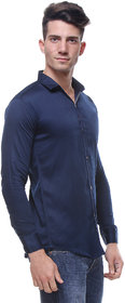 Red Code Navy Blue Full Sleeves Casual Poly-Cotton Shirt For Men