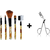 Make Up Brush Cosmetic Set Kit With Free Professional Eyelash Curler Eyebrow Tweezers (Set of 5)