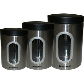 BERGNER STAINLESS STEEL CANISTER SET OF 3PCS BG 5013