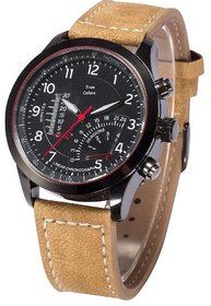 TRUE COLORS Curren Stylish Military Khaki Leather Strap Watch