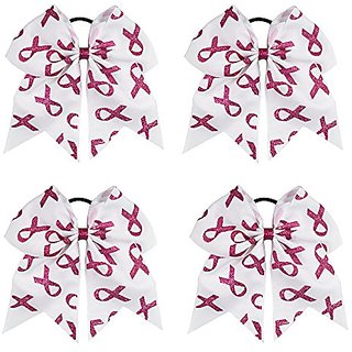 Cn 7 Inch Jumbo Breast Cancer Awareness Cheer Bow Print Grosgrain