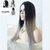 ATOZWIG@Most Popular Cheap Ombre Wig Womens Lady's Long Stright Wigs Two Tone Black to Grey Synthetic Hair Wigs Soft Degree