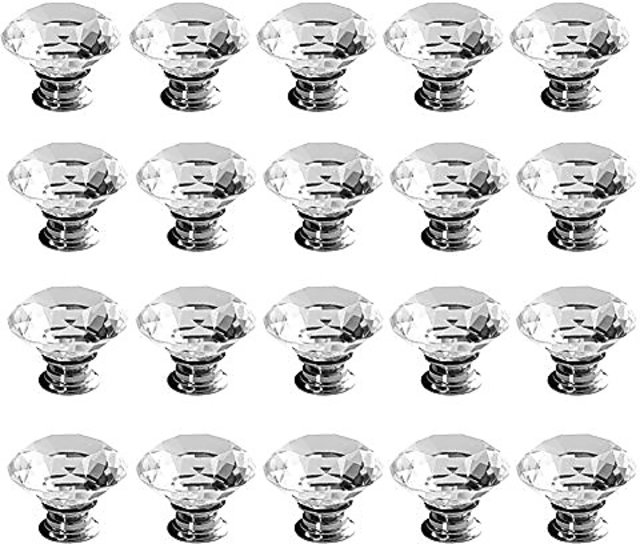 10 Pieces Drawer Knob Pull Handle Crystal Glass Diamond Shape Cabinet Drawer Pulls Cupboard Knobs with Screws for Home Office Cabinet Cupboard Bonus Silver Screws DIY