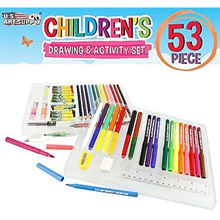 US Art Supply 53 Piece Children's Art and Activity Drawing and Marker Pen  Set - Kids Arts and Crafts Projects - Washable Color Changer Markers - ...