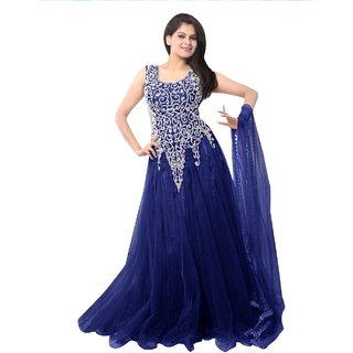 Royal Fashion Blue Net Party Wear Gown Dress