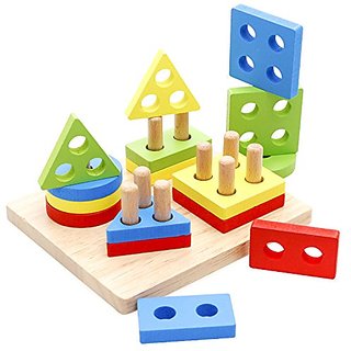 Buy Xin store Wooden Baby Shape & Color sorting / stacking toy Online ...
