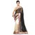 Aaina Beige & Black Chiffon Embroidered Saree With Blouse