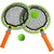Bing Bang Springy Racket With Ball -BSK-05 (B), Rubber Foam Toys Badminton Racket Set for Kids, 2 Rackets and 2 Balls in carry bag (Color: Colorful, We delivery Randomly)