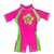 Swimfree Girls Pink/Green Floating Swimsuit Sun Protection Swim Suit Spf+50 Flotation Suit Size Large For Kids Age 5.5-7.5 Years Old