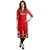 Gold Accent Red Solid Sheer Sleeve Georgette Kurti