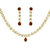 Fasherati Royal White Crystal Necklace With Red Stone Drop For Women