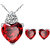Fasherati Valentine Red Heart With White Crystal Pendant Set For Girls