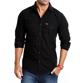 Buy Men's Solid Casual Black Shirt Online @ ₹1150 from ShopClues
