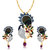 VK Jewels Royal Meena Work Mayur Pendant Set With Earrings-PS1077G [VKPS1077G]