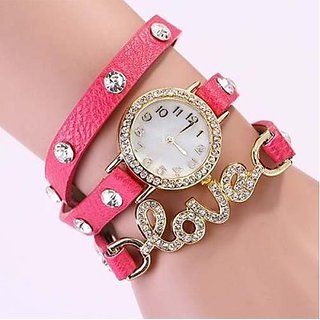 Eglob Pink Analog Round Wrist Watch