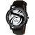 X5 Fusion Round Dial Black Leather Strap Quartz Watch for Men 