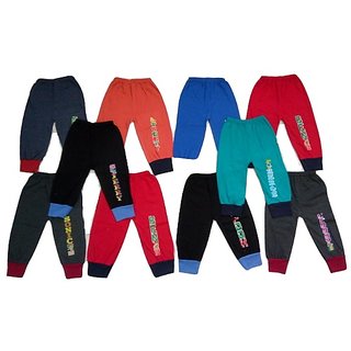 Buy Om Shree Multicolour Cotton Kids Rib Track Pant (Pack of - 10 ...