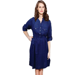 Buy INDICOT Navy Blue ALine Dress for 