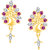Vidhi Jewels Pink Pearl Center Peacock Pattern Alloy & Brass Earrings For Women & Girls [VER258G]