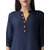 Blue Solid Long Crepe Kurti With Orange Accent