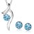 Om Jewells Blue Solitaire Crystal Designer Necklace Set with Chain Suited for Women and Girls PS1000722