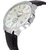 Swisstone GR022-SLV-BLK Silver dial Black leather strap Analog Wrist Watch for Men/Boys