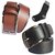Ws deal men's brown and black leatherlite needle pin point buckle belts combo with one black socks