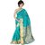 RK FASHIONS Turquoise Cotton Silk Party Wear Printed Saree With Unstitched Blouse - RK227302