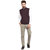 Hypernation Burgundy colored and Notched lapel neck with side zipper Waistcoat
