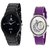 IIK Collection Black Men And Glory Peacock Dial Purple PU Analog Couple Analog Watches For Men And Women