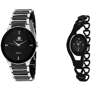 Buy Iik Collection Black Silver And Glory Black Chain Women Watches Couple For Men And Women Online 499 From Shopclues