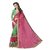 CRAZYDDEAL Green  Pink Georgette Embroidered Saree With Blouse