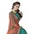 CRAZYDDEAL Green  Orange Georgette Embroidered Saree With Blouse