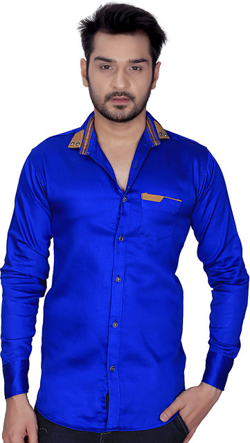 Royal blue cheap party wear shirt