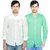 Knight Riders Plain White & Light Green Casual Slimfit Poly-Cotton Shirts  Pack of 2 