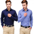 Koolpals Men's  Navy Blue and Blue Regular Fit Formal Shirt