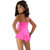 The Little Princess-Girls Lovely Multi Pink Color Scoop Neck One Piece Swim suit