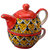 2 in 1 Teapot Ceramic/Stoneware in Orange Morocco (Kettle and Cup) (1 pc)  Handmade By Caffeine