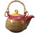 Kettle with Jute Handle Ceramic/Stoneware in  Pink and Mustard Studio (1 pc)  Handmade By Caffeine