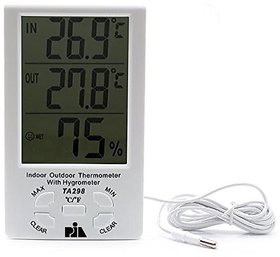 PIA INTERNATIONAL Digital Indoor/Outdoor Thermometer with Hygrometer LCD Display (BIG)