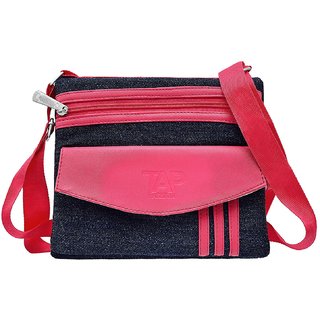 Buy Tap Fashion Pink Denim Sling Side Bag Cross Body Multi Pocket