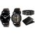 DCH Set Of 2 Analogue Watches With Black Leatherette Wallet  Belt For Boys  Men