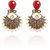 Red Stone Studded Pearl Earrings