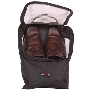 BagsRUs Black Water Resistant Polyester Travel Shoe Space Saver Bag with Zip Closure (SH103FBL)