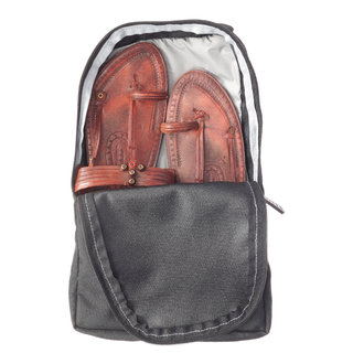 BagsRUs Grey Polyester Dual Compartments for Shoes and Bed Slippers Shoe Travel Bag (SH109FGR)