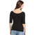 Aashish Fabrics Black Plain Round Neck Basic Top For Women