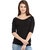 Aashish Fabrics Black Plain Round Neck Basic Top For Women